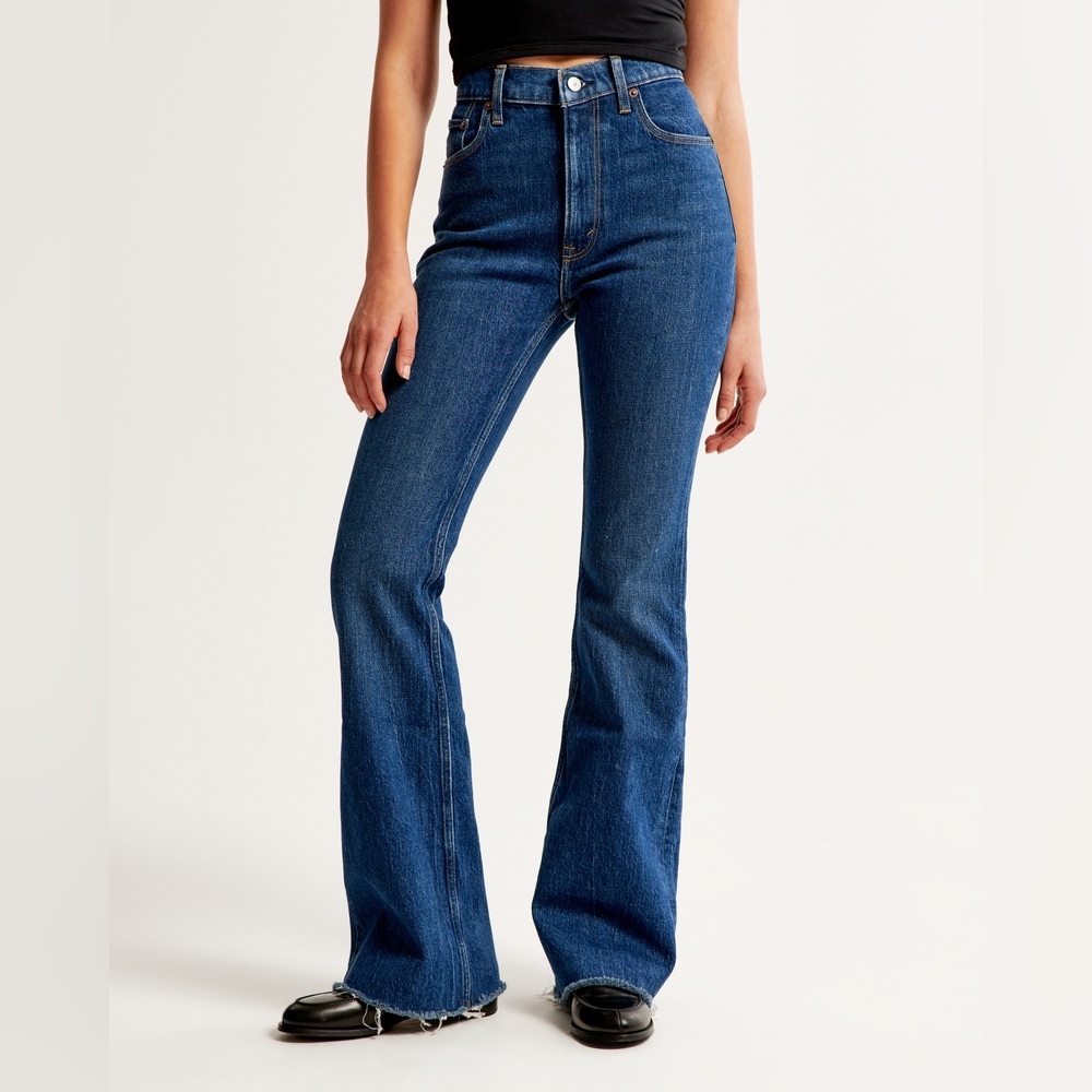 Abercrombie & Fitch Dark Blue Flared High-Rise Jeans